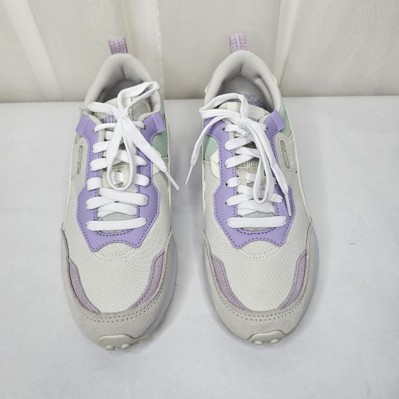 Puma Rider FV Lilac Purple Leather Trim Sneaker Size 8 White Mint - Picture 8 of 14